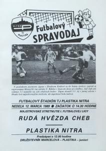 Zápasový bulletin Nitra-Cheb (12.3.1989)