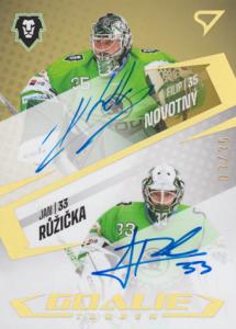 Novotný Růžička 23-24 Tipsport Extraliga Goalie Tandem Dual Auto #GTS-NR